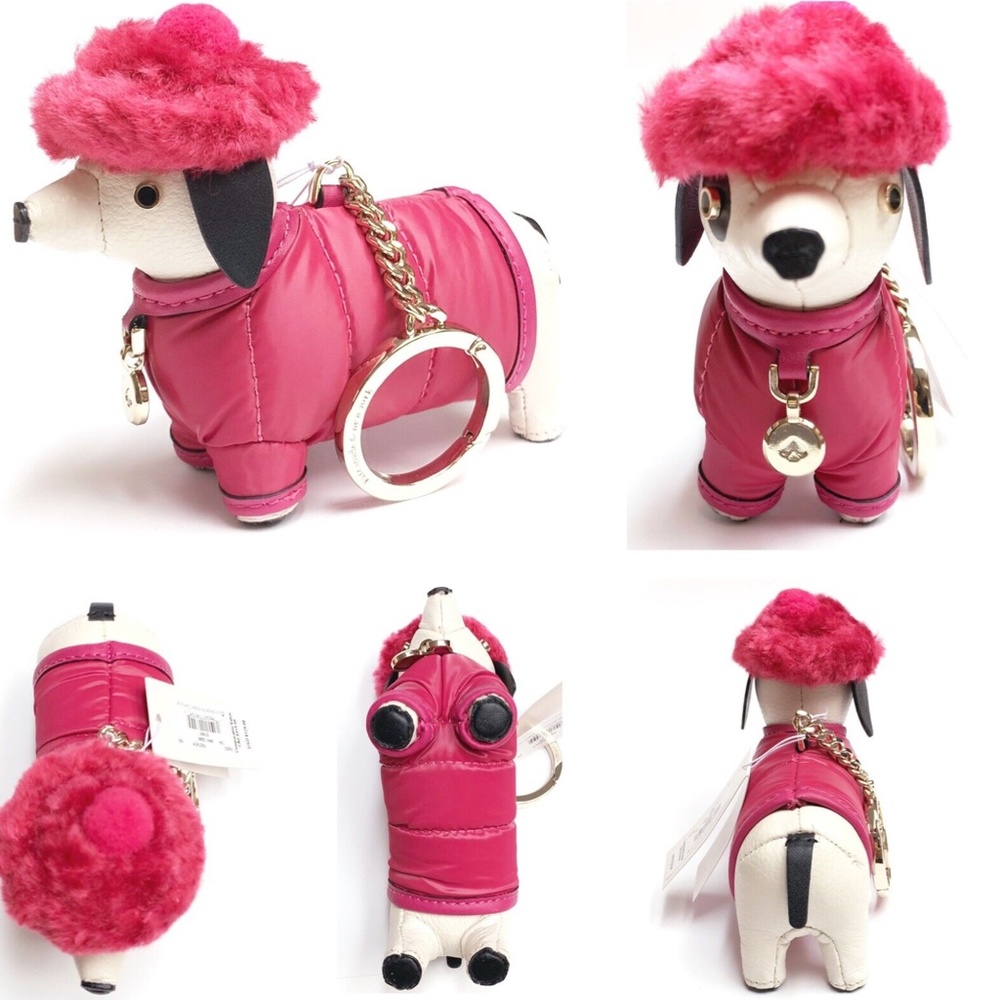 NEW Kate Spade Dachshund Claude Key Chain Festive Pink - Picture 13 of 15